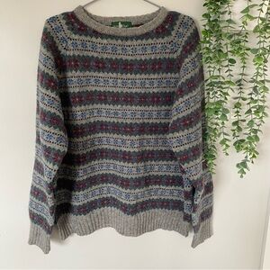 Hunt Club Aztec 100% Wool Knit Vintage Pullover Sweater Size XL